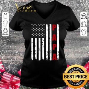 Funny Funny Proud Papa Fathers Day American Flag shirt 1