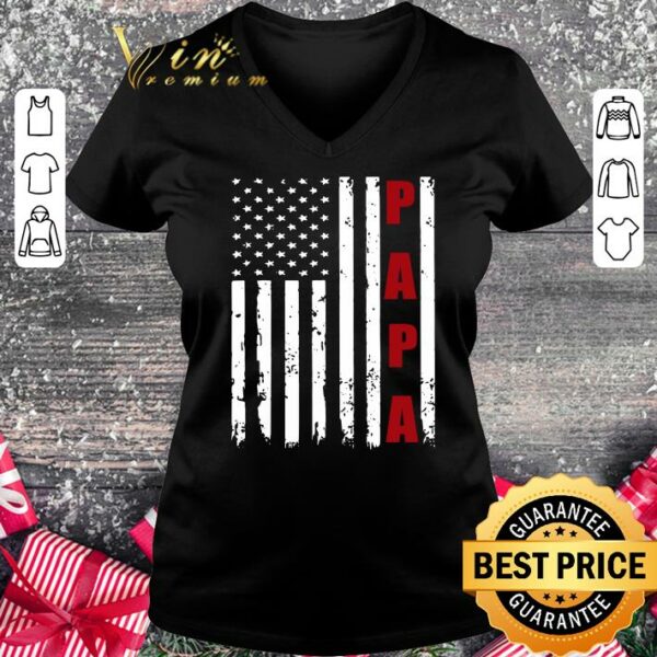 Funny Funny Proud Papa Fathers Day American Flag shirt