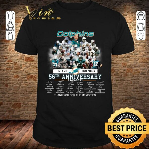 Original Miami Dolphins 56th anniversary 1965-2021 signatures thank you for the memories shirt