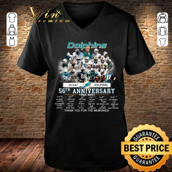 Original Miami Dolphins 56th anniversary 1965-2021 signatures thank you for the memories shirt