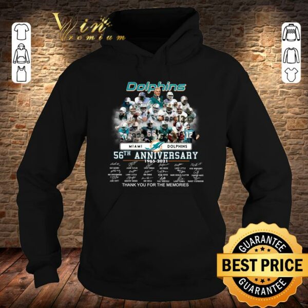 Original Miami Dolphins 56th anniversary 1965-2021 signatures thank you for the memories shirt