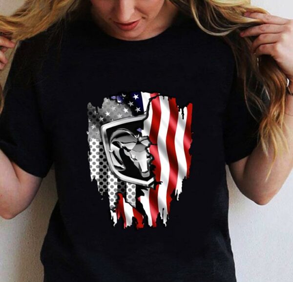 Premium Independence Day 4th of July Dodge Ram Head American Flag shirt
