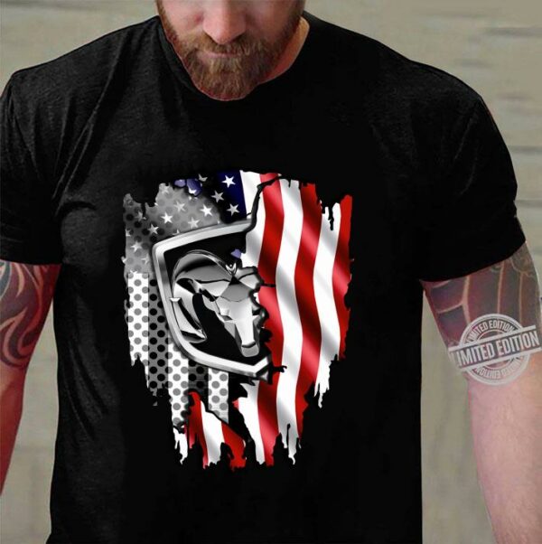 Premium Independence Day 4th of July Dodge Ram Head American Flag shirt