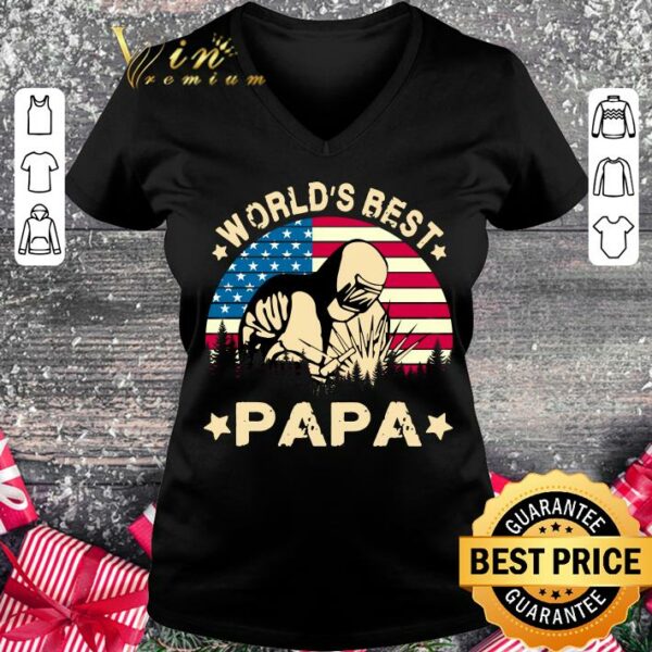 Hot World Best Welder Papa American Flag 4th Of July shirt