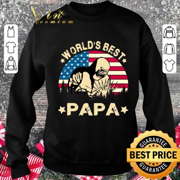 Hot World Best Welder Papa American Flag 4th Of July shirt