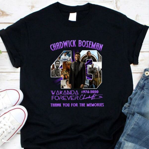 Premium 43 Years Of Chadwick Boseman Wakanda Forever 1976-2020 Signature Thank You For The Memories Shirt