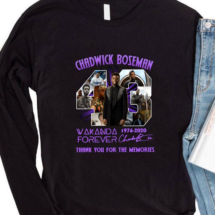 Premium 43 Years Of Chadwick Boseman Wakanda Forever 1976-2020 Signature Thank You For The Memories Shirt 43 Years Of Chadwick Boseman Wakanda Forever 1976 2020 Signature Thank You For The Memories Shirt 4 - Premium 43 Years Of Chadwick Boseman Wakanda Forever 1976-2020 Signature Thank You For The Memories Shirt