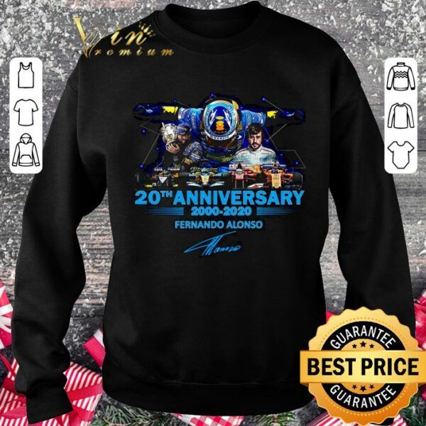 Funny Fernando Alonso F1 Driver 20th Anniversary 2000-2020 Signature Shirt