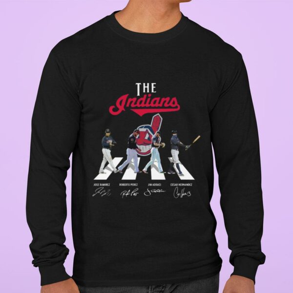 Funny The Indians Abbey Road Signatures Shirt, Cleveland Indians, Jose Ramirez, Roberto Perez, Jim Adduci, Cesar Hernandez