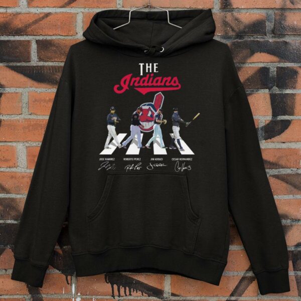 Funny The Indians Abbey Road Signatures Shirt, Cleveland Indians, Jose Ramirez, Roberto Perez, Jim Adduci, Cesar Hernandez