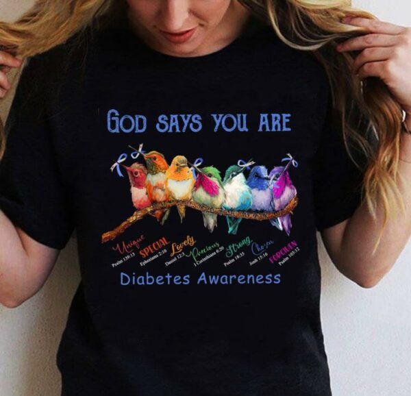 God Says You Are Diabetes Awareness Birds Shirt