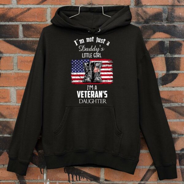 Hot I'm not just a daddy's little girl i'm a veteran's daughter boots American flag Father's day shirt