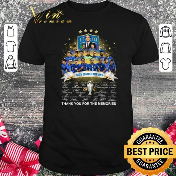 Funny Italia Champion UEFA EURO CHAMPIONS 2021 Signatures Thank You For The Memories Shirt