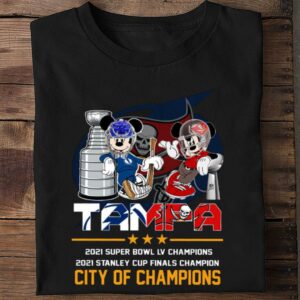 Original Mickey Mouse Tampa City of Champions 2021 Super Bowls Stanley Cup Champions Shirt, Tampa Bay Lightning, Tampa Bay Buccaneers