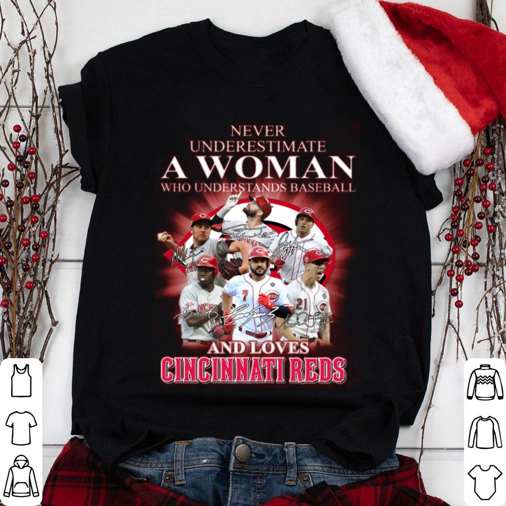Premium Never Underestimate A Woman Who Understands Baseball And Love Cincinnati Reds Signatures Shirt Never Underestimate A Woman Who Understands Baseball And Love Cincinnati Reds Signatures Shirt 1 - Premium Never Underestimate A Woman Who Understands Baseball And Love Cincinnati Reds Signatures Shirt