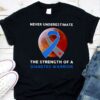 Never Underestimate The Strength Of A Breast Cancer Warrior Ribbon Moon Shirt