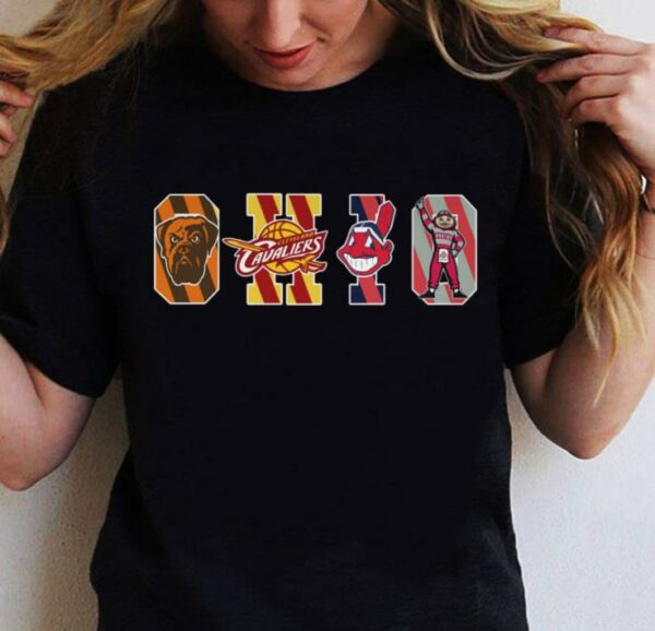 Hot Ohio Sports Teams Cleveland Indians Shirt, Cleveland Browns, Cleveland Cavaliers, Ohio State Buckeyes