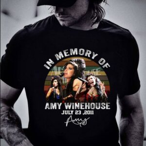 Official Vintage In Memory Of Amy Winehouse july 23 2021 signature sunset shirt 1