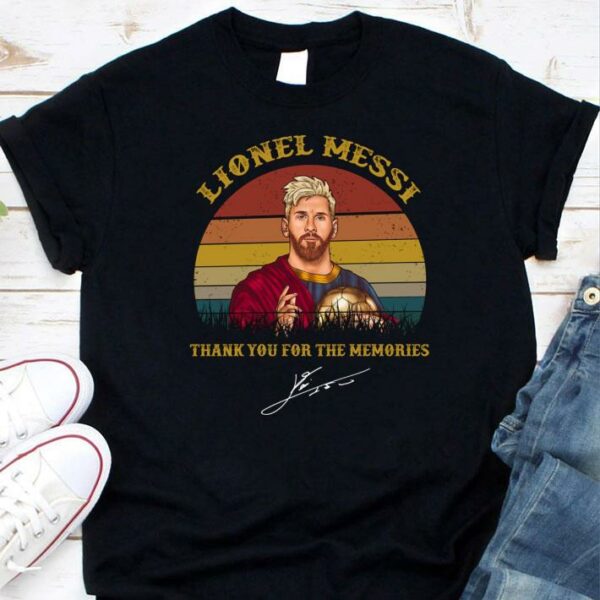 Official Vintage Lionel Messi Thank You For The Memories Signature Sunset Shirt