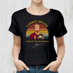 Official Vintage Lionel Messi Thank You For The Memories Signature Sunset Shirt 1