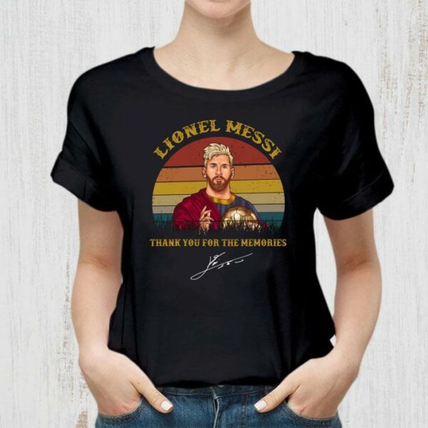 Official Vintage Lionel Messi Thank You For The Memories Signature Sunset Shirt