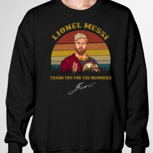 Official Vintage Lionel Messi Thank You For The Memories Signature Sunset Shirt 2