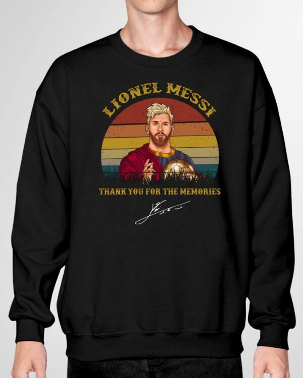 Official Vintage Lionel Messi Thank You For The Memories Signature Sunset Shirt