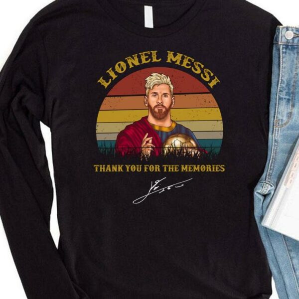 Official Vintage Lionel Messi Thank You For The Memories Signature Sunset Shirt