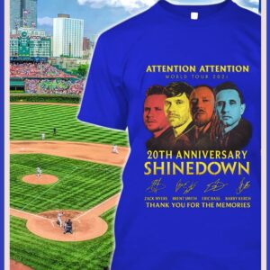 Original 2021 ATTENTION ATTENTION World Tour 20th anniversary Shinedown signatures thank memories shirt 1