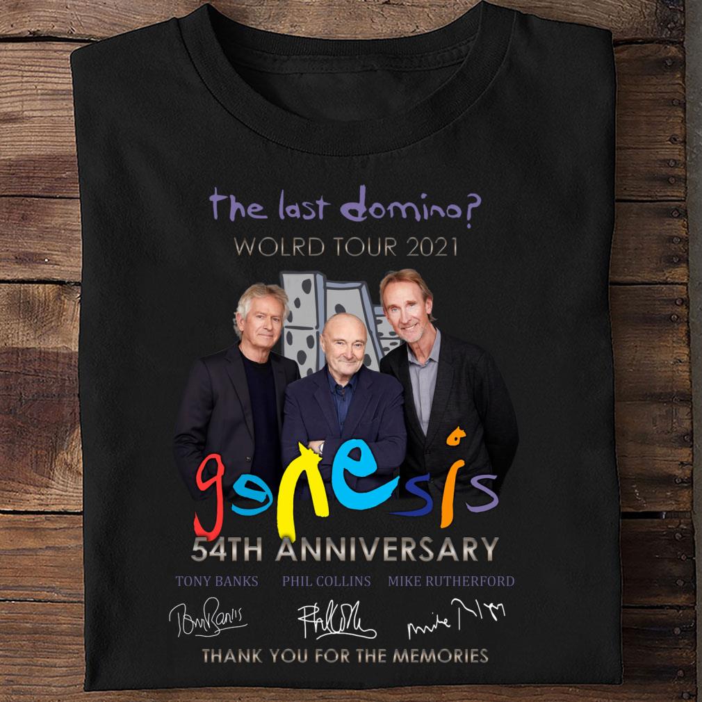 Hot 2021 Genesis band The last domino world tour 54th anniversary signatures thank you for the memories shirt 2021 Genesis band The last domino world tour 54th anniversary signatures thank you for the memories shirt 2 - Hot 2021 Genesis band The last domino world tour 54th anniversary signatures thank you for the memories shirt
