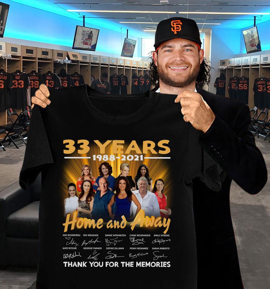 Hot 2021 Home and Away 33 years 1988-2021 signatures thank you for the memories shirt 2021 Home and Away 33 years 1988 2021 signatures thank you for the memories shirt 2 - Hot 2021 Home and Away 33 years 1988-2021 signatures thank you for the memories shirt