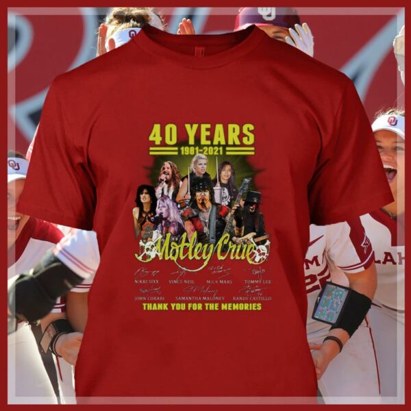 Official 2021 Motley Crue band 40 years Signatures Thank Memories Shirt
