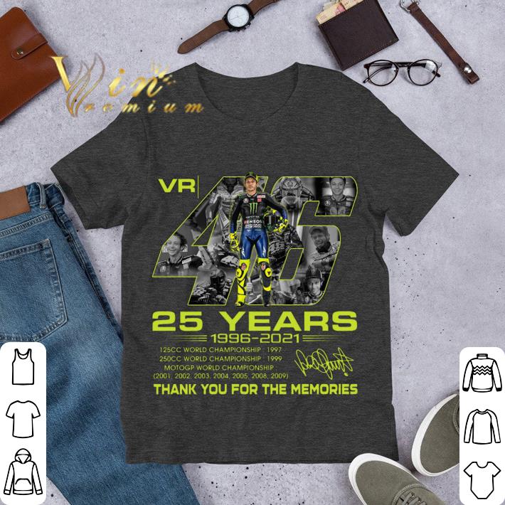 2021 Official VR46 Signature 25 years Valentino Rossi Champion Thank Memories Shirt