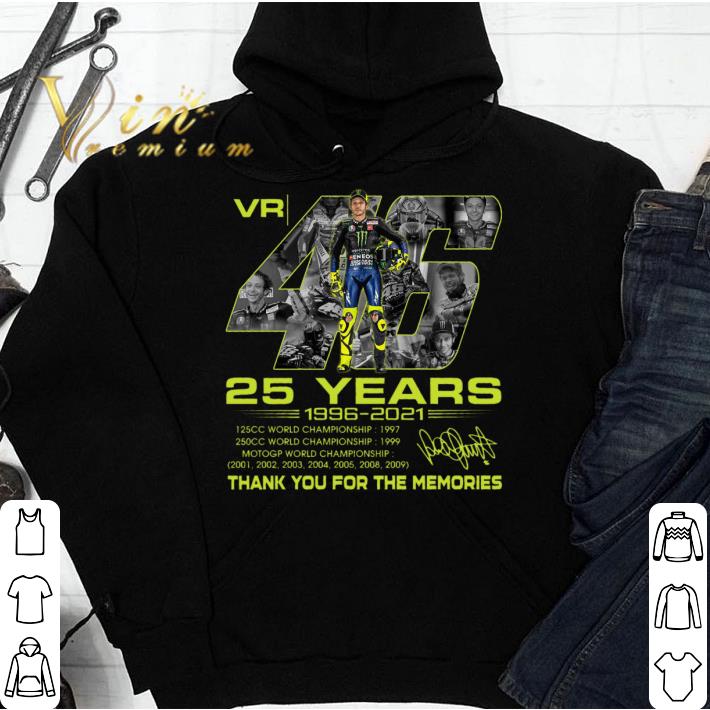 2021 Official VR46 Signature 25 years Valentino Rossi Champion Thank Memories Shirt