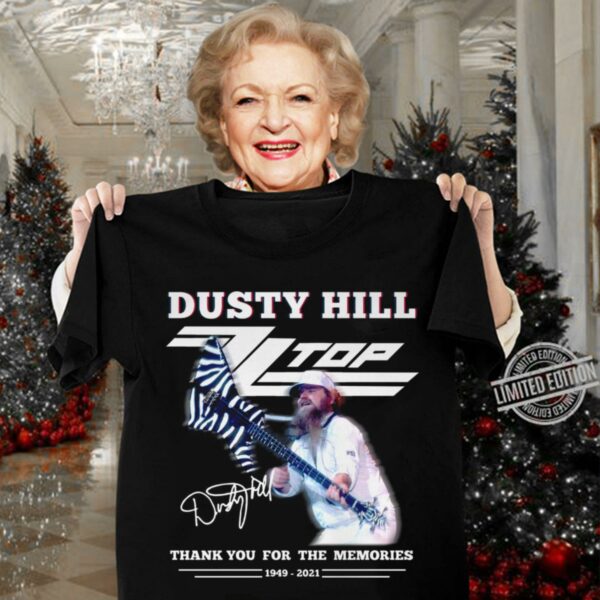 Funny 2021 RIP Dusty Hill ZZ Top band Rock Signed Thank You For The Memories Shirt
