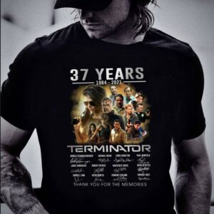 Premium 2021 Terminator Dark Fate 37 years 1984-2021 signatures thank you for the memories shirt 1