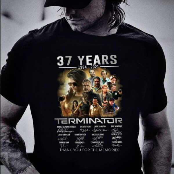 Premium 2021 Terminator Dark Fate 37 years 1984-2021 signatures thank you for the memories shirt