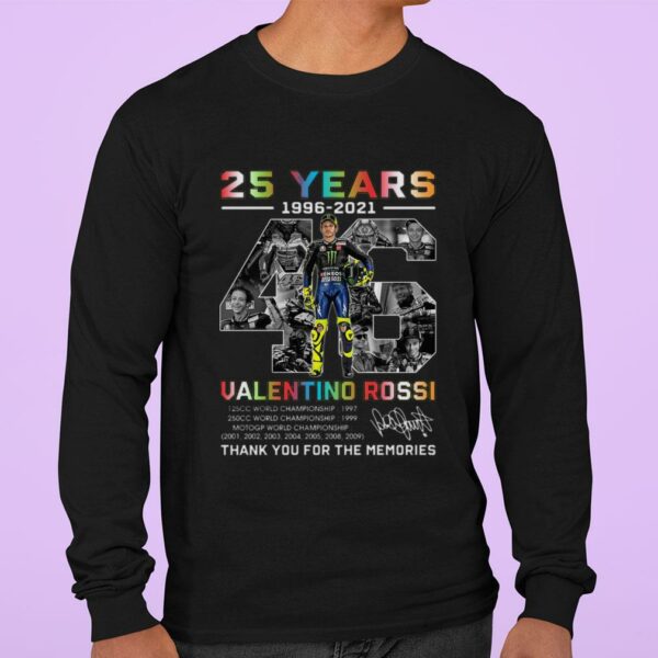 Funny 2021 VR46 Signature 25 years Valentino Rossi Champion Thank Memories Shirt