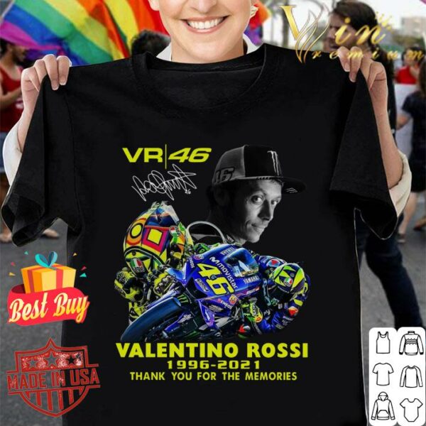 Best 2021 VR46 Signature Valentino Rossi Thank You For The Memories Shirt