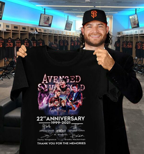 22nd Anniversary Avenged Sevenfold Band 1999-2021 Signatures Thank You For The Memories Shirt