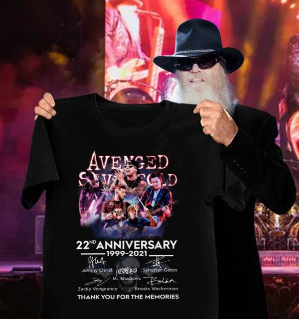 22nd Anniversary Avenged Sevenfold Band 1999-2021 Signatures Thank You For The Memories Shirt
