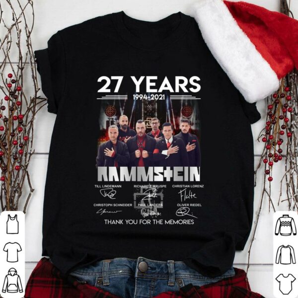 Funny 27 Years 1994-2021 Rammstein Industrial Metal Band Signed Thank You For The Memories Shirt