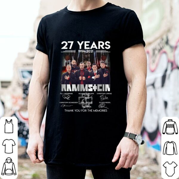 Funny 27 Years 1994-2021 Rammstein Industrial Metal Band Signed Thank You For The Memories Shirt