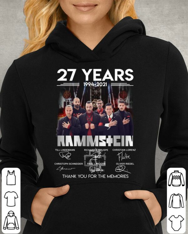 Funny 27 Years 1994-2021 Rammstein Industrial Metal Band Signed Thank You For The Memories Shirt