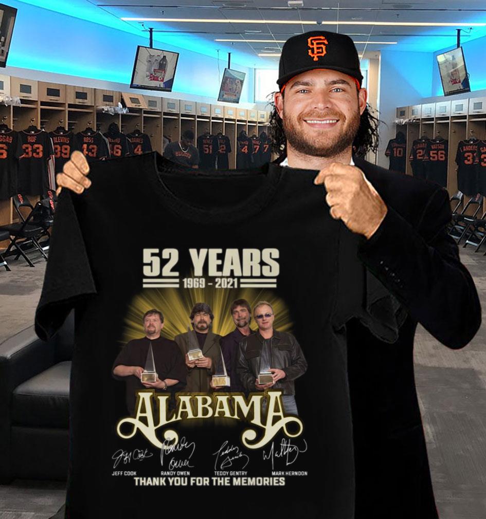52 years 1969-2021 Alabama Band signatures thank you for the memories shirt 52 years 1969 2021 Alabama Band signatures thank you for the memories shirt 2 - 52 years 1969-2021 Alabama Band signatures thank you for the memories shirt