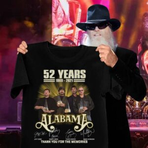 52 years 1969-2021 Alabama Band signatures thank you for the memories shirt 2