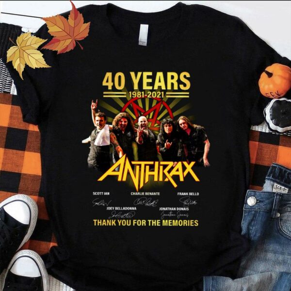 Funny Anthrax band member 40 years 1981-2021 signatures thank memories shirt