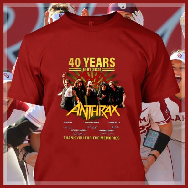 Funny Anthrax band member 40 years 1981-2021 signatures thank memories shirt