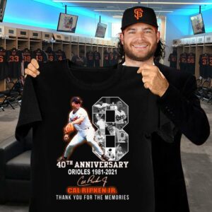 Funny Cal Ripken Jr. No. 18 Baltimore Orioles 40th anniversary 1981-2021 Signature Thank You For The Memories Shirt 1