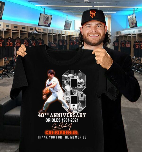 Funny Cal Ripken Jr. No. 18 Baltimore Orioles 40th anniversary 1981-2021 Signature Thank You For The Memories Shirt